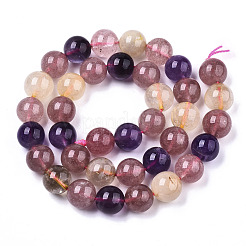 Бусины из натурального рутилированного кварца и клубничного кварца&nbsp;G-N328-026