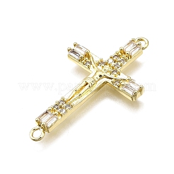 Латунный микропаве прозрачный кубический цирконий религия распятие крест соединительные подвески&nbsp;LS-KK-Z100-22G-01