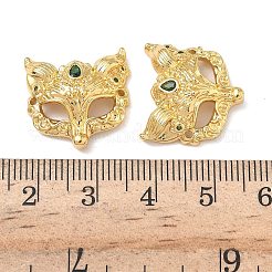 Подвески-коннекторы в виде маски лисы из латуни с микропаве из зеленого кубического циркония&nbsp;KK-H526-11G-02