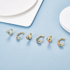 Серьги-кольца со змеей из кубического циркония с эмалью&nbsp;EJEW-SZ0001-87F