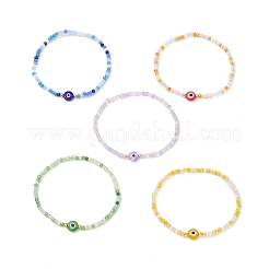 Браслеты ручной работы из лэмпворка и стеклянных бусин от сглаза для женщин&nbsp;BJEW-JB12510