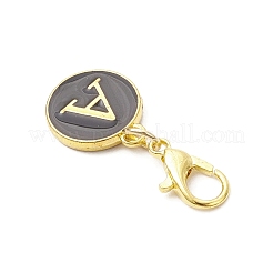 Плоские круглые с буквами сплава эмалевые подвесные украшения&nbsp;HJEW-JM03526