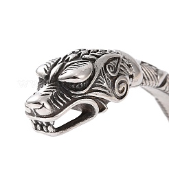 Браслет-манжета с драконом из нержавеющей стали 304 для мужчин и женщин&nbsp;BJEW-M230-02AS