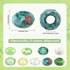 90шт 9 цвета стеклянные европейские бусины&nbsp;GLAA-YW0005-68