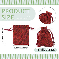 20 шт. прямоугольные мешочки из полиэстера с имитацией мешковины&nbsp;ABAG-TA0001-96C