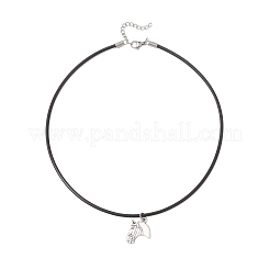 Подвески в виде конской сбруи с черным кожаным шнурком для женщин&nbsp;NJEW-JN05873