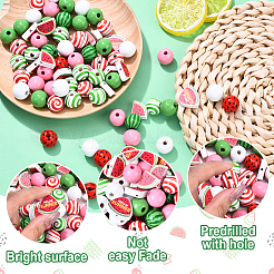 75шт деревянные бусины с принтом&nbsp;WOOD-YW0001-52