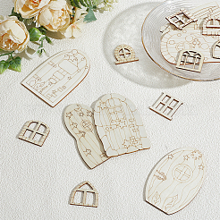 128 шт. необработанных деревянных дверей и окон для кукольного домика&nbsp;WOOD-GO0001-22