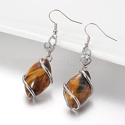 Платиновый оттенок латуни горный хрусталь смешанные камень серьги болтающийся&nbsp;EJEW-JE01702