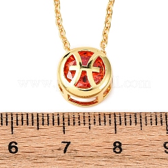 Латунный паве кубический цирконий камень рождения созвездие кулон кабель цепочка ожерелья&nbsp;LS-NJEW-D334-01G-05