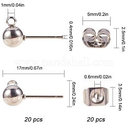 Фурнитура для сережек-гвоздиков из нержавеющей стали 304&nbsp;STAS-PH0018-68P