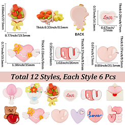 72 шт. 12 стиля кабошонов из непрозрачной смолы на тему Дня святого Валентина&nbsp;RESI-SC0006-04