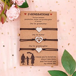 3шт. набор из 3 браслетов в форме сердца из нержавеющей стали 430&nbsp;JB727A