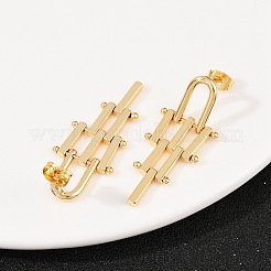 Треугольные серьги-гвоздики с кисточками из латуни&nbsp;LS-EJEW-K309-17G