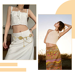 1 шт. тибетский стиль сплав овальный и череп крупного рогатого скота голова цепи звенья талии живота тела цепи для женщин&nbsp;AJEW-DC0003-23AG