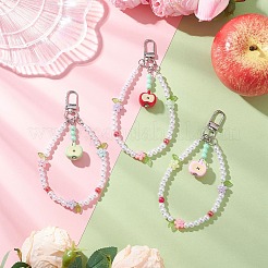 Подвесные бусины из непрозрачного акрила и АБС-пластика в виде яблока&nbsp;HJEW-JM04248