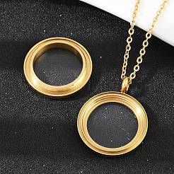 304 нержавеющая сталь плоский круглый медальон подвеска урна для праха домашних животных ожерелья&nbsp;NJEW-S455-08G