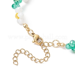 Браслеты из цветочного стекла и бусин для женщин&nbsp;BJEW-TA00626