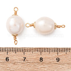 Натуральные жемчужные соединители в виде рисовых зерен&nbsp;KK-Z152-01G-01