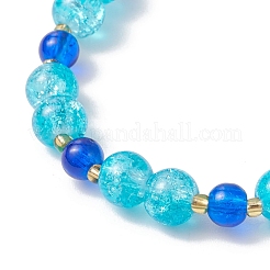 Браслеты из стеклянных бусин с трещинами и распылением для женщин&nbsp;BJEW-MZ00201-01