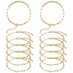 12 шт. браслеты-цепочки-скрепки из нержавеющей стали 304 для мужчин и женщин&nbsp;BJEW-SC0001-63G