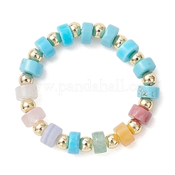 3 шт. дискообразная бусина с драгоценным камнем и латунные кольца на палец&nbsp;RJEW-JR00985-01