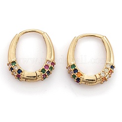 Серьги-кольца из латуни с микро-паве из фианита&nbsp;LS-EJEW-P187-N01