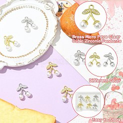 6шт 2 цвета латунные микропаве прозрачные кубические циркониевые подвески&nbsp;KK-CJ0003-19