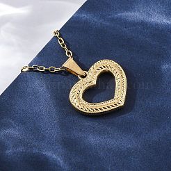 Ожерелья с подвеской в виде полого сердца из нержавеющей стали 304&nbsp;NJEW-M096-13G