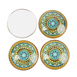 Геометрические цветочные напечатаны стеклянные кабошоны&nbsp;GGLA-N004-25mm-G05