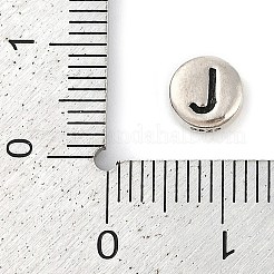 925 плоская круглая бусина из стерлингового серебра с буквами&nbsp;LS-STER-G044-01AS-J