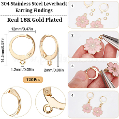 120 шт. фурнитура для сережек из нержавеющей стали 304&nbsp;STAS-SC0006-28G