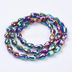 Стеклянные бусины с гальваническим покрытием &nbsp;X-EGLA-D017-15x10mm-4