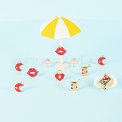 12 шт. 6 стильные подвески из настоящей 18-каратной позолоченной латуни с эмалью&nbsp;KK-LS0001-43