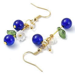 Серьги-подвески из нержавеющей стали 304 с черникой и стеклом&nbsp;EJEW-JE06251-02