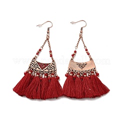 Серьги-подвески со стразами в виде треугольника с кисточками&nbsp;LS-EJEW-E267-01RC