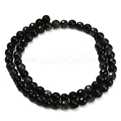 Бусы из натурального серебра обсидиан&nbsp;G-C280-B08-6mm