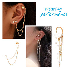 4 шт. длинные серьги-каффы с кисточками и искусственным жемчугом&nbsp;EJEW-KS0001-04