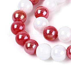 Нити из перламутровых непрозрачных круглых стеклянных бусин&nbsp;EGLA-T029-6mm-11A