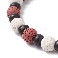 Браслеты из натуральной лавы и кокосовой скорлупы с бусинами для женщин и мужчин&nbsp;BJEW-JB12470-01