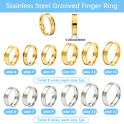 12 шт. 12 стиля 201 нержавеющая сталь рифленые кольца для пальцев&nbsp;RJEW-SC0001-29