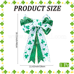 Бант из полиэстера с узором клевера для украшения вечеринки ко дню святого патрика&nbsp;AJEW-WH20080-04B