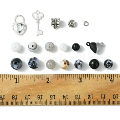 Наборы для изготовления парных браслетов из сплава и круглых бусин из натурального белого нефрита&nbsp;DIY-FS0007-49