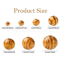 60шт круглые бусины из натурального дерева&nbsp;WOOD-YW0001-58A