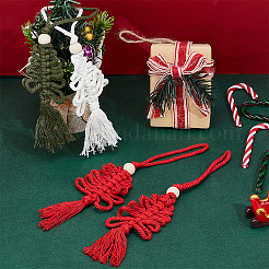 12 шт. 3 стиля ручная работа макраме хлопок рождественская елочная подвеска украшение&nbsp;HJEW-PH02153