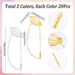 40 шт. 2 стиля булавки для галстука из нержавеющей стали в форме листа для женщин&nbsp;JEWB-SC0001-75A