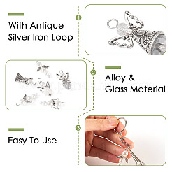 60 шт. подвески из сплава и стеклянных бусин с жемчугом в 6 стилях&nbsp;PALLOY-TAC0162