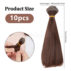 10шт пластиковый длинный прямой парик для куклы&nbsp;DIY-DC0003-96A
