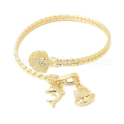 Браслеты-манжеты с прозрачным кубическим цирконием из латуни с микропаве&nbsp;BJEW-F526-04G