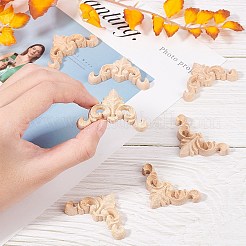 24 шт. резиновая аппликация с резным рисунком из дерева&nbsp;WOOD-FH0001-86